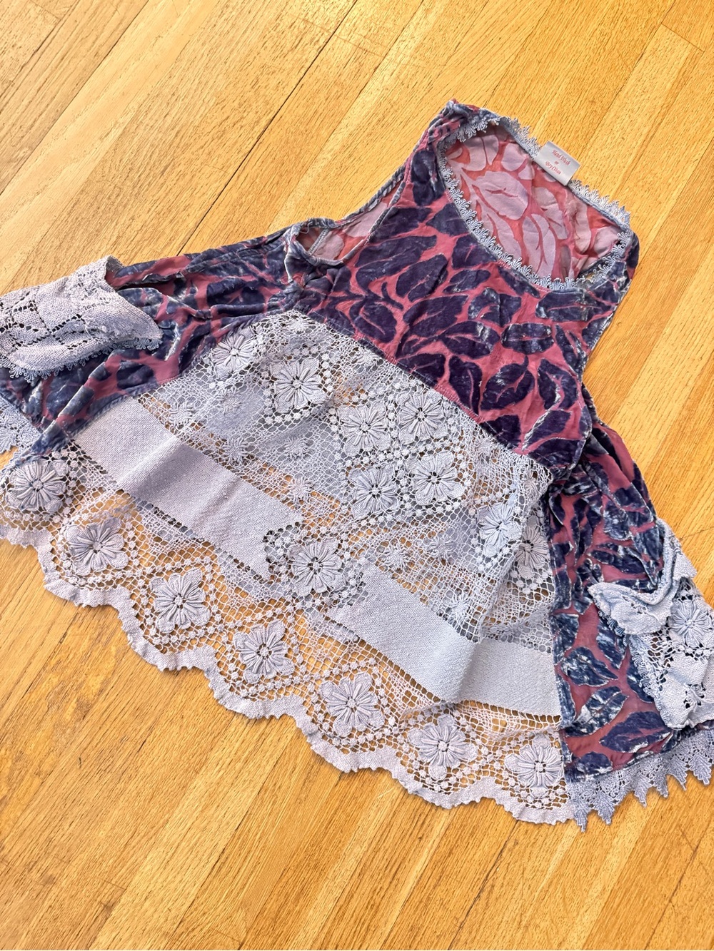 Crochet Lavender Lace & Velvet Floral tank top by Renaissance rags